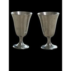 Stieff Pewter P 55 Goblets Set of 2 Vintage Wine Water Chalice Silver Tone 6.5"